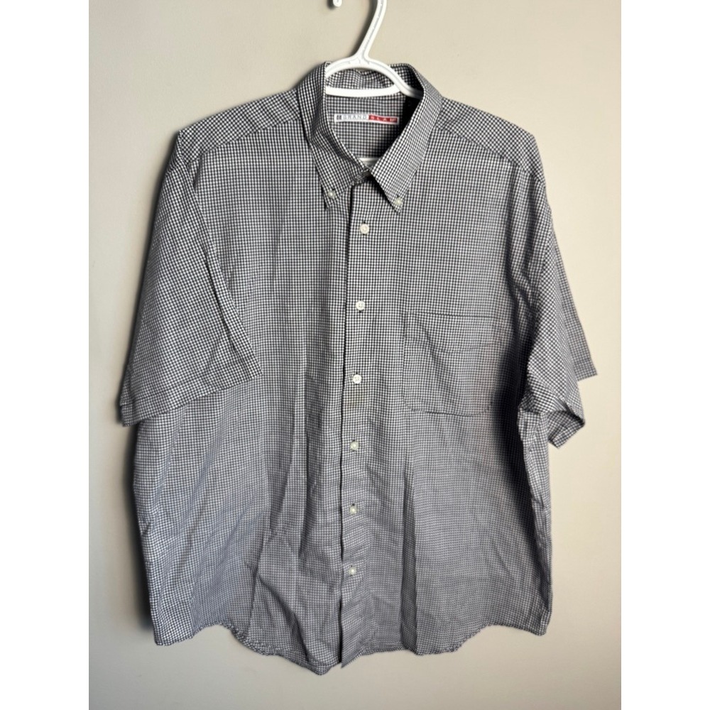 Grand Slam Mens Black Gingham Button Down Shirt L Preppy Casual Classic